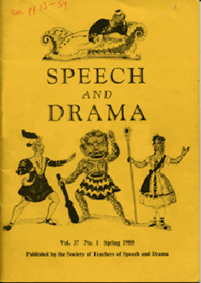 Picture of the cover for the journal Speech and Drama (Vol. 37, No. 1, Spring 1988).