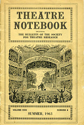 Picture of the cover for the Theater Notebook (XVII, #4, Summer 1963).